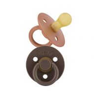 Itzy Ritzy Natural Rubber Pacifiers Set of 2 - Natural Rubber Newborn Pacifiers with Cherry-Shaped Nipple & Large Air Holes for Added Safety; Set of 2 in Chocolate & Caramel, Ages 0 - 6 Months