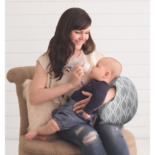  [아마존베스트]Itzy Ritzy Infant Nursing Pillow - Milk Boss Breastfeeding and Bottle Feeding Pillow and Positioner  Rotates Around Arm to Offer a Custom Fit and Relieve Arm Strain, Platinum Heli