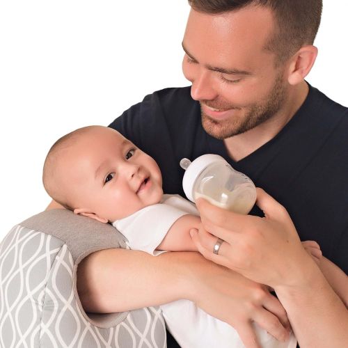  [아마존베스트]Itzy Ritzy Infant Nursing Pillow - Milk Boss Breastfeeding and Bottle Feeding Pillow and Positioner  Rotates Around Arm to Offer a Custom Fit and Relieve Arm Strain, Platinum Heli