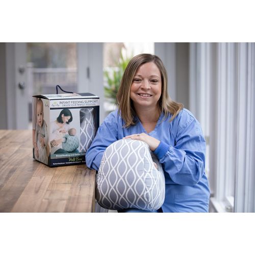 [아마존베스트]Itzy Ritzy Infant Nursing Pillow - Milk Boss Breastfeeding and Bottle Feeding Pillow and Positioner  Rotates Around Arm to Offer a Custom Fit and Relieve Arm Strain, Platinum Heli