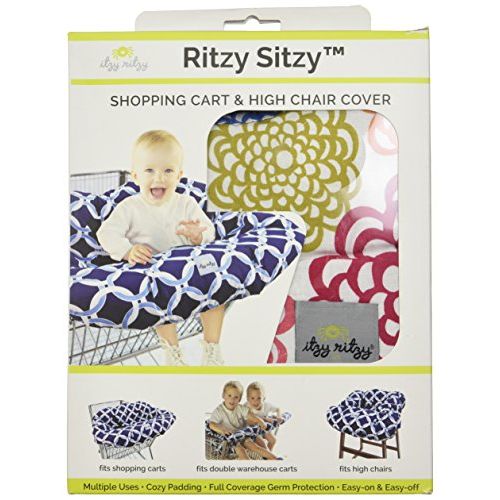  [아마존베스트]Itzy Ritzy Shopping Cart and High Chair Cover Featuring Padding, Toy Loops, Pockets and Safety Belts - for Use in Shopping Carts and High Chairs, Fresh Bloom