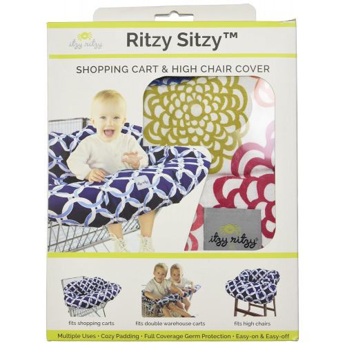  [아마존베스트]Itzy Ritzy Shopping Cart and High Chair Cover Featuring Padding, Toy Loops, Pockets and Safety Belts - for Use in Shopping Carts and High Chairs, Fresh Bloom