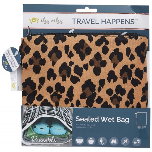  Itzy Ritzy Sealed Wet Bag with Adjustable Handle - Washable & Reusable Wet Bag with Water Resistant Lining Ideal for Swimwear, Diapers, Gym Clothes & Toiletries; Measures 11 X 14,