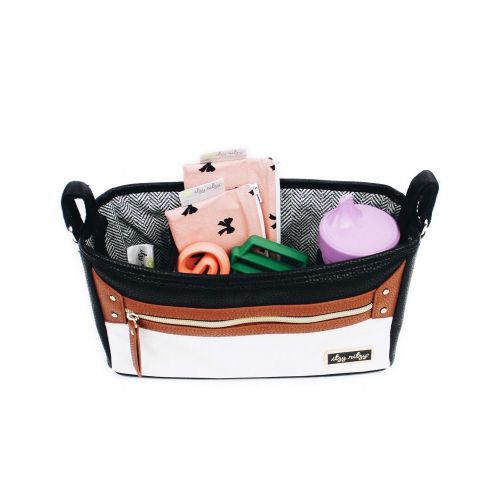  Itzy Ritzy Adjustable Stroller Caddy  Stroller Organizer Featuring Two Built-in Pockets, Front Zippered Pocket and Adjustable Straps to Fit Nearly Any Stroller, Coffee and Cream