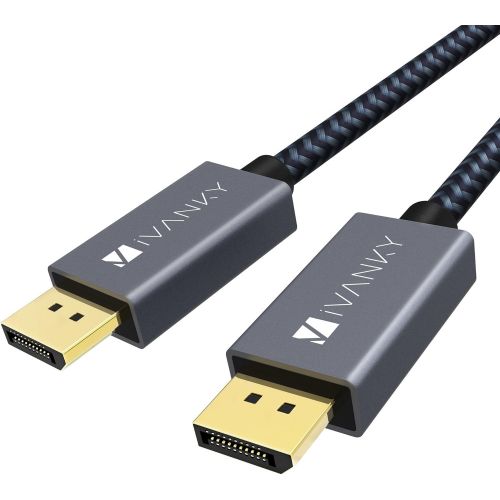  [아마존베스트]Ivanky ivanky DisplayPort Cable 6.6ft DP Cable Nylon Braided [2K@165Hz, 2K@144Hz, 4K@60Hz] Display Port Cable High Speed DisplayPort to DisplayPort Cable Compatible PC, Laptop, TV - Slim