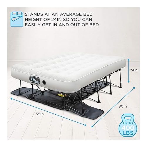  Ivation EZ-Bed (Full Size) Air Mattress with Frame & Rolling Case, Self Inflatable, Blow Up Bed Auto Shut-Off, Comfortable Surface AirBed, Best for Guest, Travel, Vacation, Camping