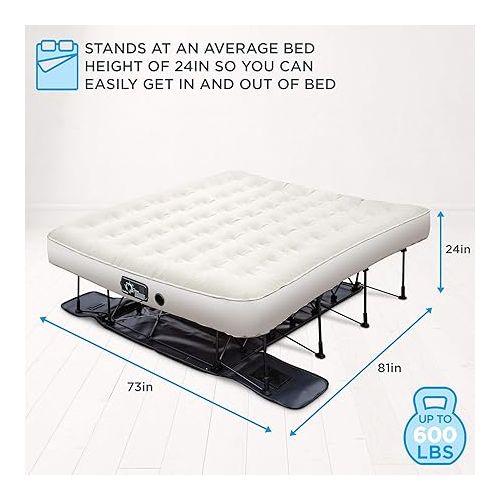  Ivation EZ-Bed (King) Air Mattress with Frame & Rolling Case, Self Inflatable, Blow Up Bed Auto Shut-Off, Comfortable Surface AirBed, Best for Guest, Travel, Vacation, Camping