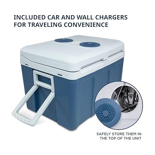  Ivation Electric Cooler & Warmer with Wheels & Handle |48 Quart (45 L) Portable Thermoelectric Fridge For vehicles & Trucks| 110V AC Home Power Cord & 12V Car Adapter for Camping, Travel & Picnics