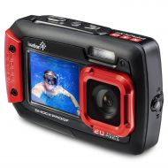 Ivation 20MP Underwater Shockproof Digital Camera & Video Camera w/Dual Full-Color LCD Displays  Fully Waterproof & Submersible Up to 10 Feet (Blue)