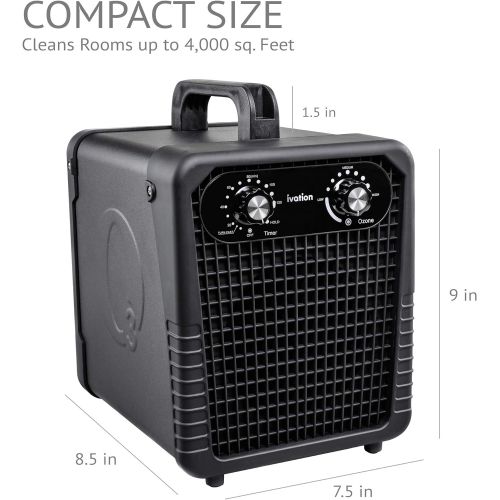  Ivation Ozone Generator Air Purifier, Powerful Compact Unit Deodorizes, Sanitizes & Improves Indoor Air Quality Up To 4000 Sq. Ft. - for Dust, Pollen, Pets, Smoke & More