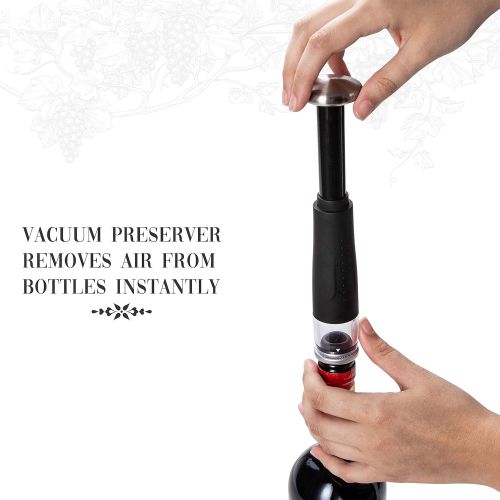  Ivation Wine Gift Set, Includes Electric Wine Bottle Opener, Wine Aerator, Vacuum Wine Preserver, 2 Bottle Stoppers, Foil Cutter & Charging Base