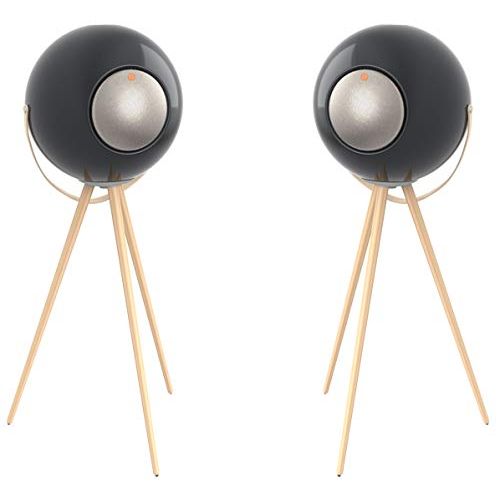  Ivation EUPHO E3 Bluetooth Spherical Wireless Speakers (Black) with Solid Wood Removable Legs (2 Pack)