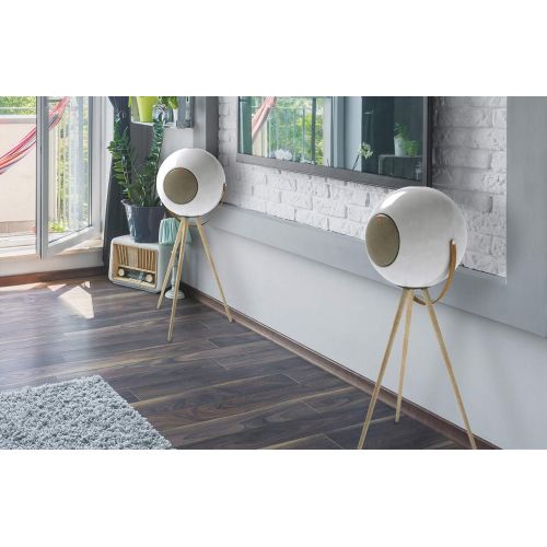  Ivation EUPHO E3 Bluetooth Spherical Wireless Speakers (Black) with Solid Wood Removable Legs (2 Pack)