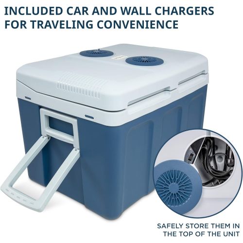  Ivation Electric Cooler & Warmer with Wheels & Handle 48 Quart (45 L) Portable Thermoelectric Fridge For vehicles & Trucks 110V AC Home Power Cord & 12V Car Adapter For Camping, Tr