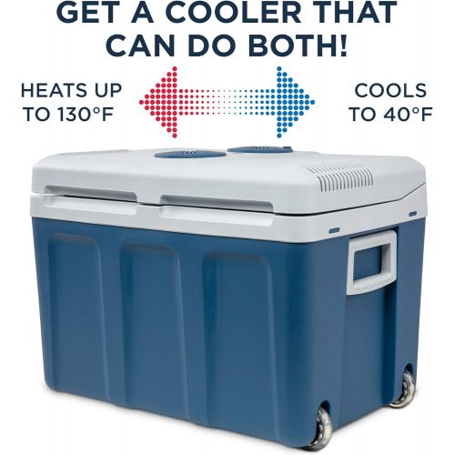  Ivation Electric Cooler & Warmer with Wheels & Handle 48 Quart (45 L) Portable Thermoelectric Fridge For vehicles & Trucks 110V AC Home Power Cord & 12V Car Adapter For Camping, Tr