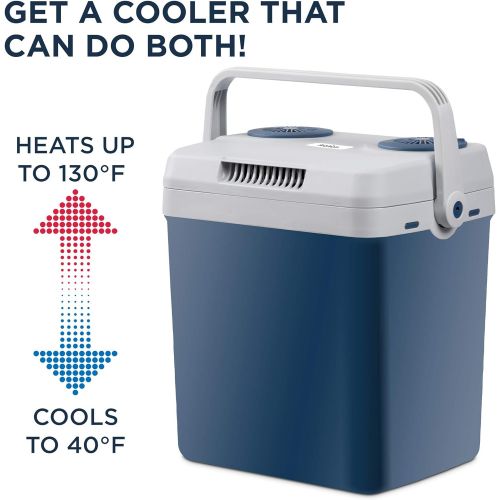 Ivation Electric Cooler & Warmer with Handle 27 Quart (25 L) Portable Thermoelectric Fridge for Vehicles & Trucks 110V AC Home Power Cord & 12V Car Adapter for Camping, Travel & Pi