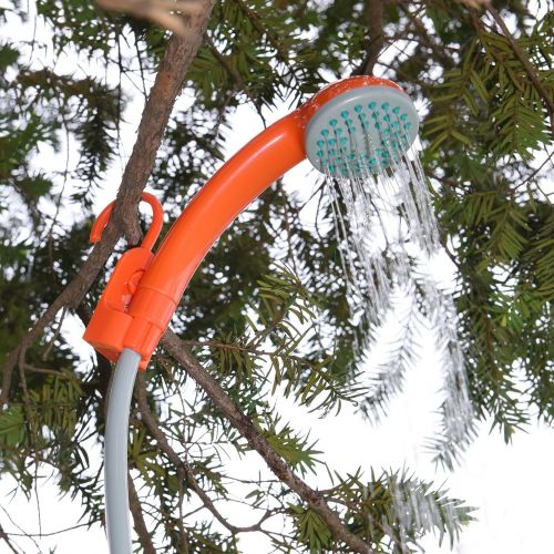  Ivation Portable Outdoor Shower, Battery Powered - Compact Handheld Rechargeable Camping Showerhead - Pumps Water from Bucket Into Steady, Gentle Shower Stream