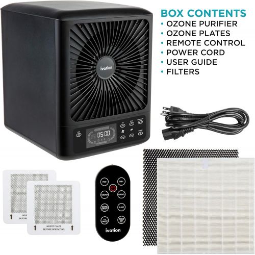  Ivation 5-in-1 HEPA UV Air Purifier & Ozone Generator W/Digital Display Timer and Remote, Ionizer, UV Sterilizer & Deodorizer for Up to 3,000 Sq/Ft