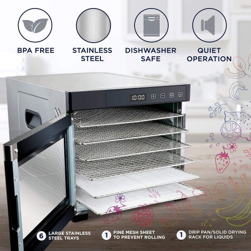  [아마존베스트]Ivation 6 Tray Commercial Food Dehydrator Machine | 600w, Easy Setup, Digital Adjustable Timer and Temperature Control | Dryer for Jerky, Herb, Meat, Beef, Fruit and To Dry Vegetab