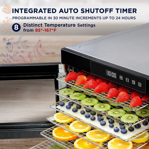  [아마존베스트]Ivation 6 Tray Commercial Food Dehydrator Machine | 600w, Easy Setup, Digital Adjustable Timer and Temperature Control | Dryer for Jerky, Herb, Meat, Beef, Fruit and To Dry Vegetab