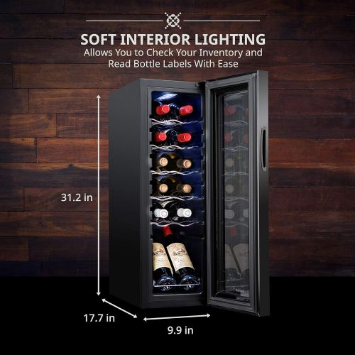  [아마존베스트]Ivation 12 Bottle Compressor Wine Cooler Refrigerator w/Lock | Large Freestanding Wine Cellar For Red, White, Champagne or Sparkling Wine | 41f-64f Digital Temperature Control Frid