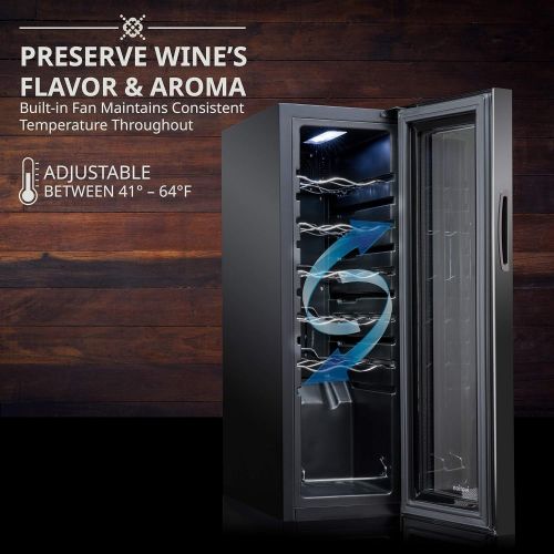  [아마존베스트]Ivation 12 Bottle Compressor Wine Cooler Refrigerator w/Lock | Large Freestanding Wine Cellar For Red, White, Champagne or Sparkling Wine | 41f-64f Digital Temperature Control Frid