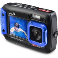 [아마존베스트]Ivation 20MP Underwater Waterproof Shockproof Digital Camera & Video Camera w/Dual Full-Color LCD Displays  Fully Submersible Up to 10 Feet (Blue)