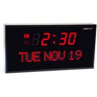 Ivation Big Oversized Digital Blue LED Calendar Clock with Day and Date - Shelf or Wall Mount (22 inches - Red LED)
