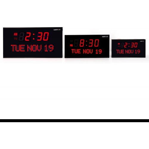  Ivation Big Oversized Digital Blue LED Calendar Clock with Day and Date - Shelf or Wall Mount (22 inches - Red LED)