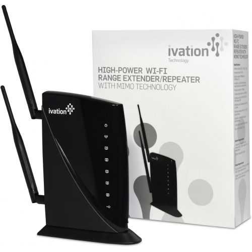  Ivation Internet WiFi Booster High Power Wireless-N 600mW Range Extender Wi Fi Wireless Repeater with MIMO Technology Increases Internet Range Strength & Coverage of Wireless Signals Up to