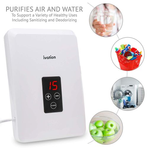  Ivation Portable Ozone Generator 600mg/h  Multipurpose Air Sterilizing & Freshening System w/2 Silicone Tubes, 2 Diffuser Stones & Timer; Purifies Air, Water, Food, Toothbrush