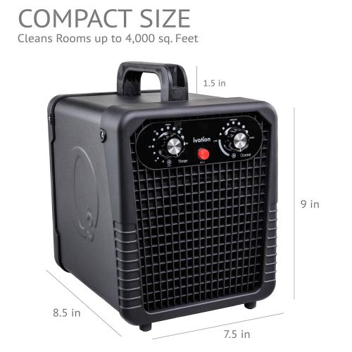  Ivation Ozone Generator Air Purifier, Powerful Compact Unit Deodorizes, Sanitizes & Improves Indoor Air Quality Up to 4000 Sq. Ft. - for Dust, Pollen, Pets, Smoke & More
