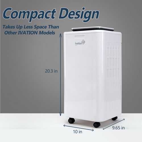  Ivation 11 Pint Small-Area Compressor Dehumidifier - with Continuous Drain Hose, Air Purifier & Ionizer for Smaller Spaces, Bathroom, Attic, Crawlspace and Closets - for Spaces Up