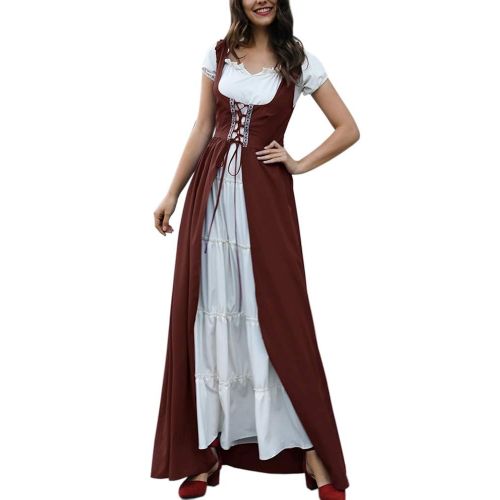  Ivay Renaissance Costume Medieval Dress Lace Up Vintage Victorian Gothic Cosplay