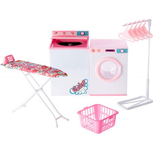 Ivory Gloria Dollhouse Furniture - Laundry Room with Iron & Ironing Table Playset