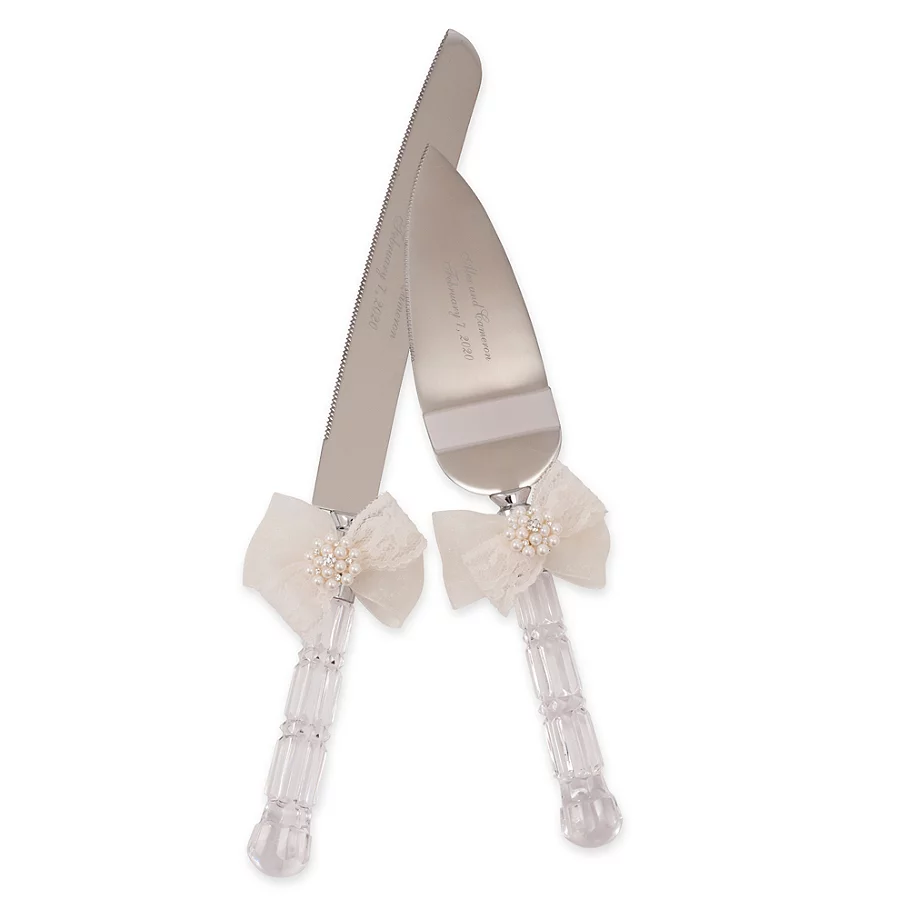 Ivy Lane Design Delilah 2-Piece Cake Knife and Server Set in Ivory