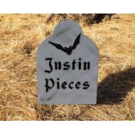 IvysWoodCreations Halloween Tombstone Justin Pieces Engraved Wood Halloween Decor