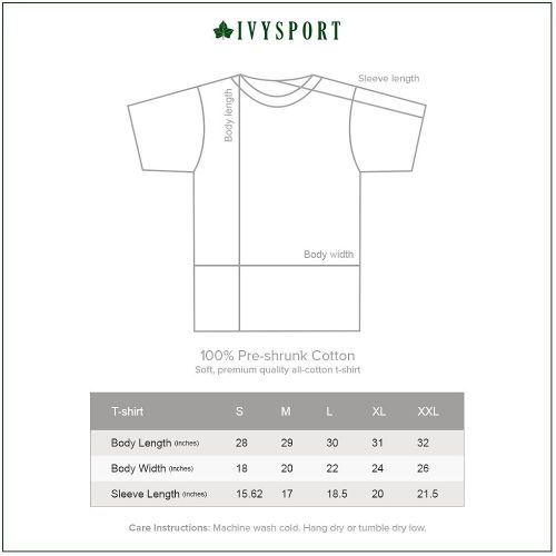  Ivysport Short Sleeve T Shirt, Premium Cotton, Heritage Logo Color, NCAA Colleges and Universities