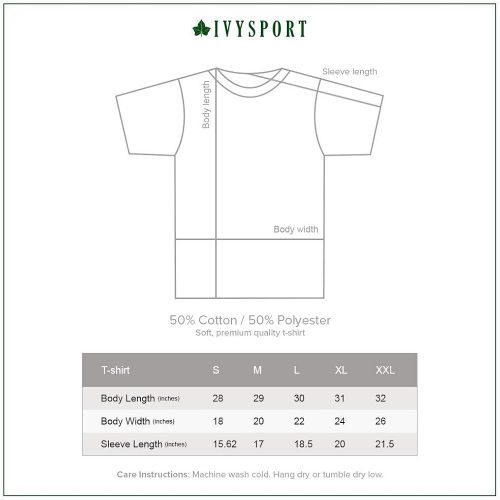  Ivysport Short Sleeve Adult Grey T-Shirt with Classic Arch Logo, NCAA Colleges and Universities