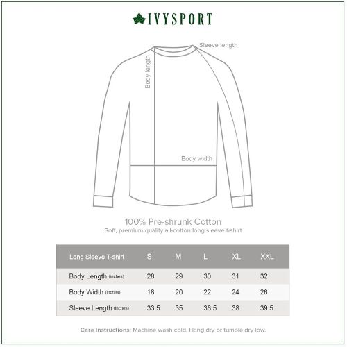  Ivysport Cotton Long Sleeve T-Shirt with Crest Logo School Color NCAA Colleges