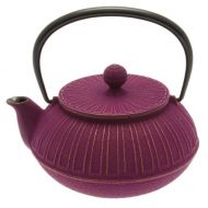 Iwachu Japanese Iron Tetsubin Teapot, Gold and Purple Chrysanthemum Design