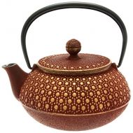 Iwachu Japanese Iron Tetsubin Teapot, Honeycomb, Gold and Burgundy