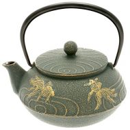 Iwachu Japanese Iron Tetsubin Teapot withBronze Goldfish, Gold/Patina Green
