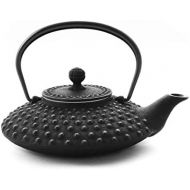 Iwachu Teekanne Gusseisen. Japanische Kyusu Hira Arare, Original, Schwarz 500ml, 0,5 Liter Sieb-Einsatz Edelstahl. Innen Emailliert