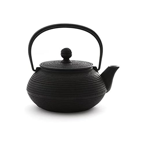  Japanese Iwachu Cast Iron Senbiki Teapot, Black, 0.65Litres with Stainless Steel Strainer emailliert, Suitable for all types of Tea