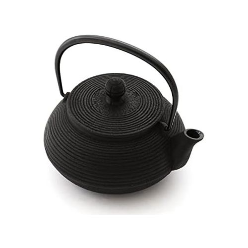  Japanese Iwachu Cast Iron Senbiki Teapot, Black, 0.65Litres with Stainless Steel Strainer emailliert, Suitable for all types of Tea