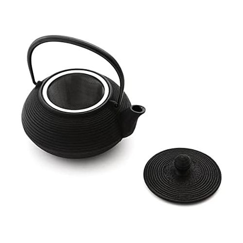  Japanese Iwachu Cast Iron Senbiki Teapot, Black, 0.65Litres with Stainless Steel Strainer emailliert, Suitable for all types of Tea