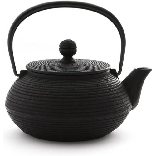  Japanese Iwachu Cast Iron Senbiki Teapot, Black, 0.65Litres with Stainless Steel Strainer emailliert, Suitable for all types of Tea