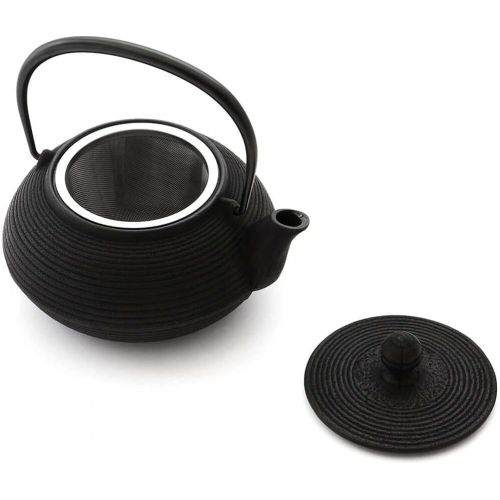  Japanese Iwachu Cast Iron Senbiki Teapot, Black, 0.65Litres with Stainless Steel Strainer emailliert, Suitable for all types of Tea