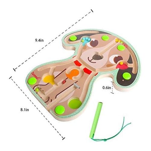  iwood Wooden Magnetic Maze Puzzle for Toddlers (Multicolored)